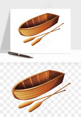 手绘木船小船png免抠