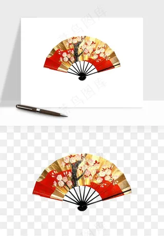 古风扇子元素png免抠