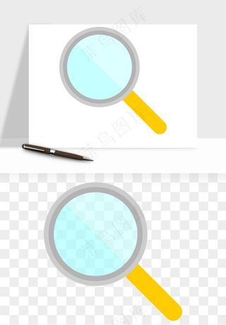 手绘放大镜镜片png免抠