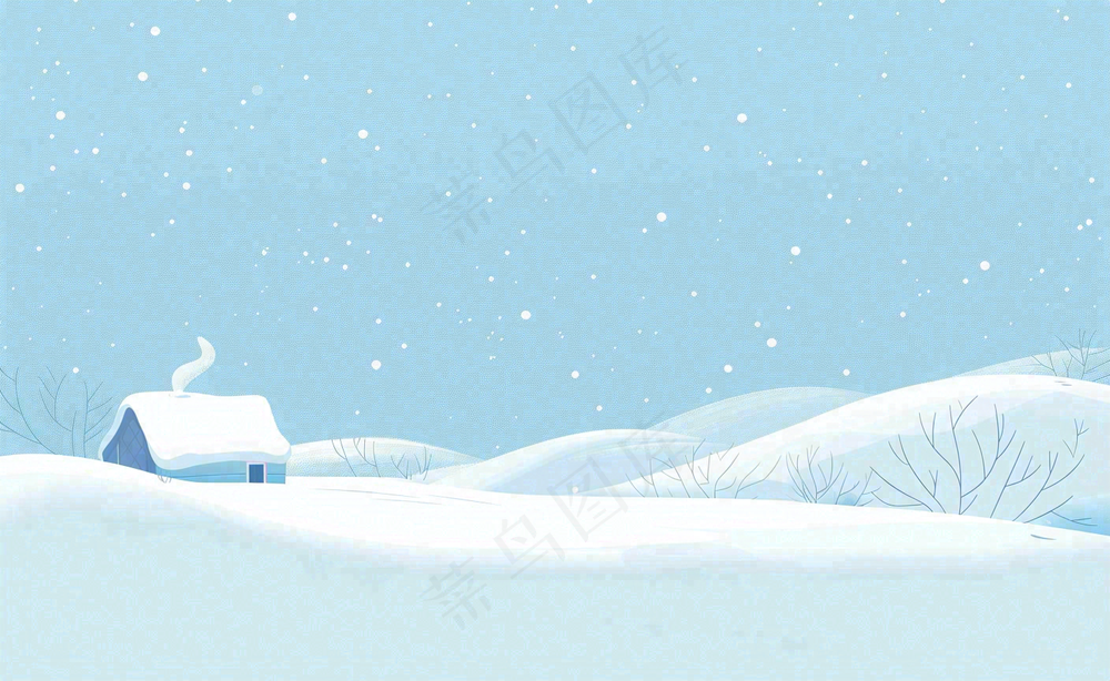冬天白雪覆盖寒冷唯美雪景大寒插画背景