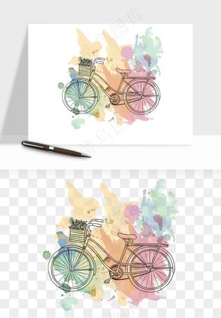 手绘自行车情侣人物png免抠