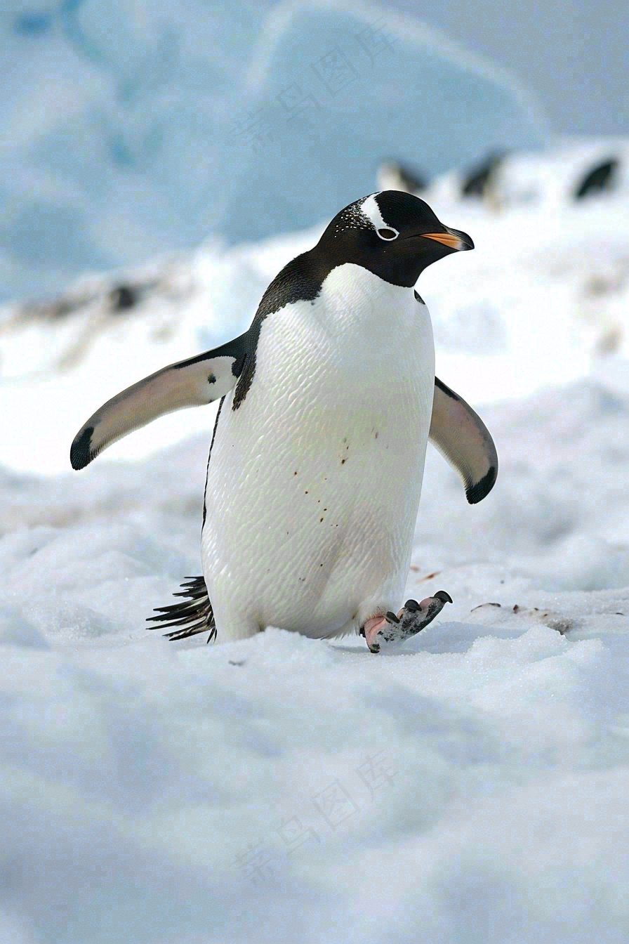 冰雪天地的企鹅寒冷动物摄影图