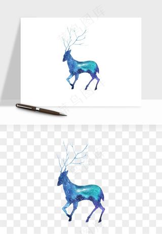 手绘梅花鹿小鹿麋鹿png免抠