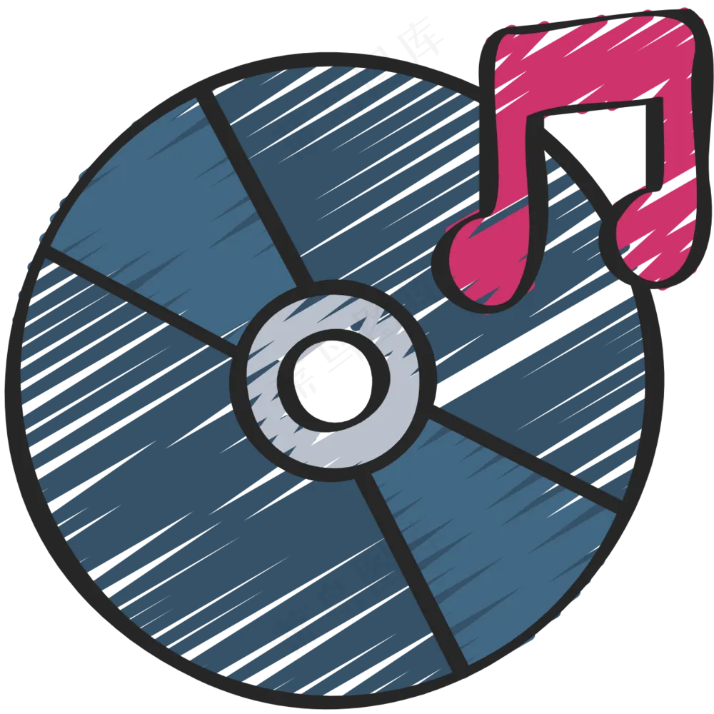 黑胶音乐 唱片 铅笔手绘图标icon
