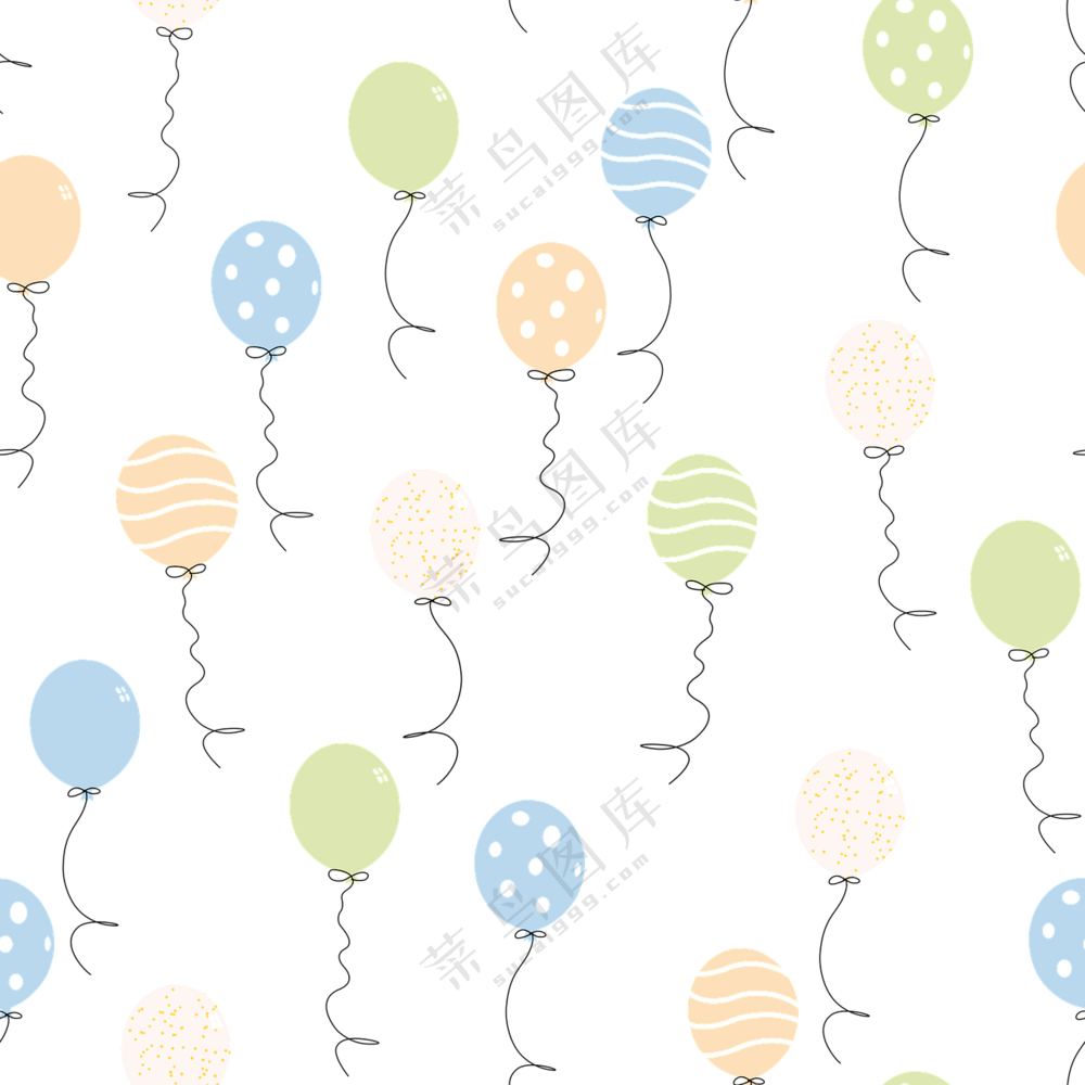 飘在天空中的多彩气球图案免抠素材