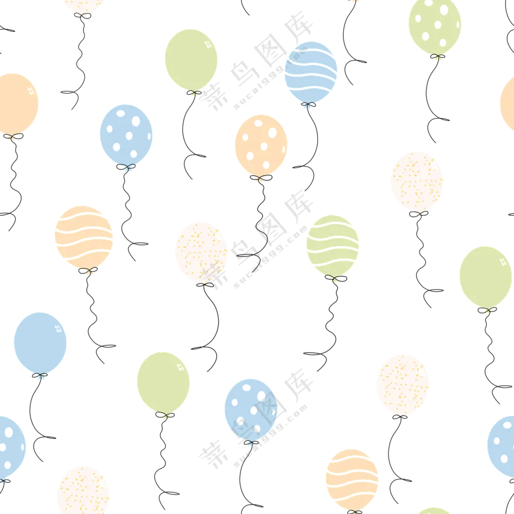飘在天空中的多彩气球图案免抠素材