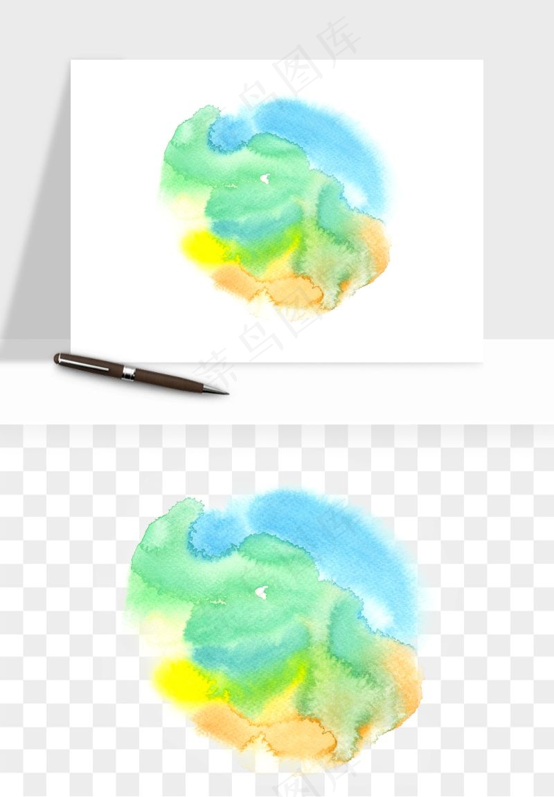 水彩泼墨涂鸦墨迹元素png免抠