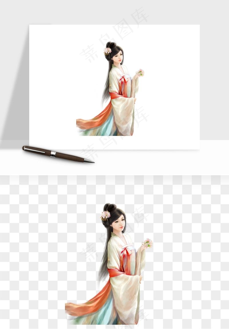 古风美人女子背影png免抠