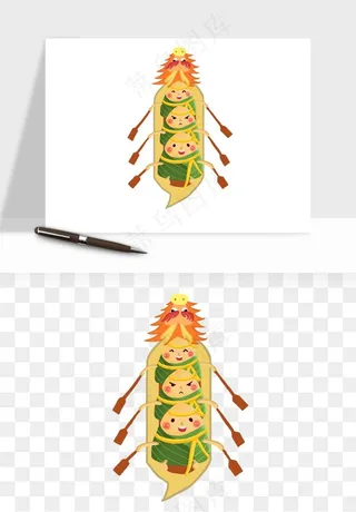 赛龙舟粽子船端午节png免抠