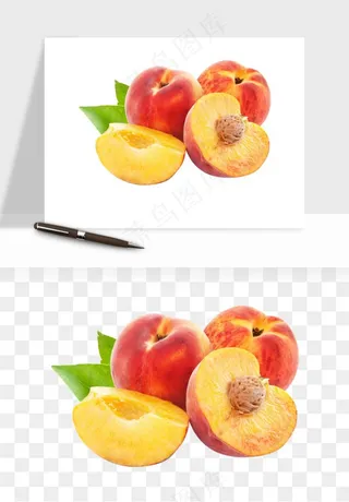 桃子油桃黄桃水果png免抠