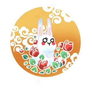 黄色简约新国风兔子元素插画