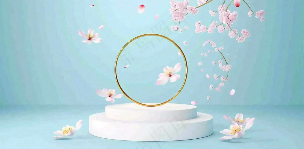 美妆护肤3d展台清新背景