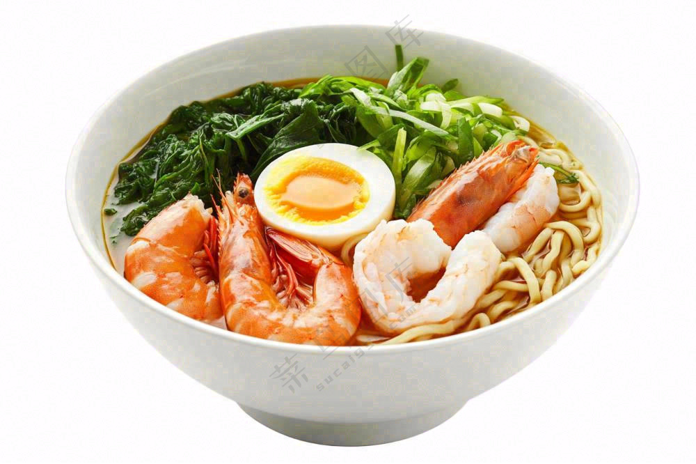 海鲜鸡蛋面食物摄影图免抠