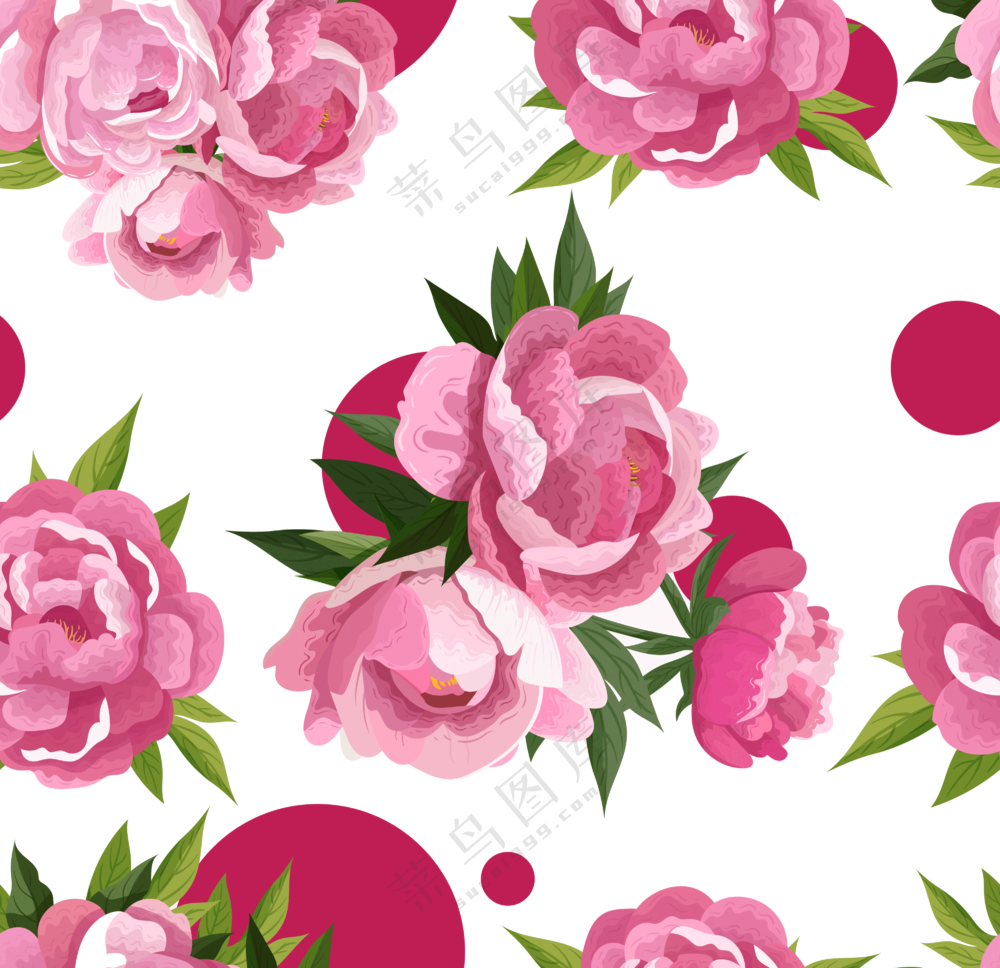 绿叶红花图案透明背景免抠图片素材