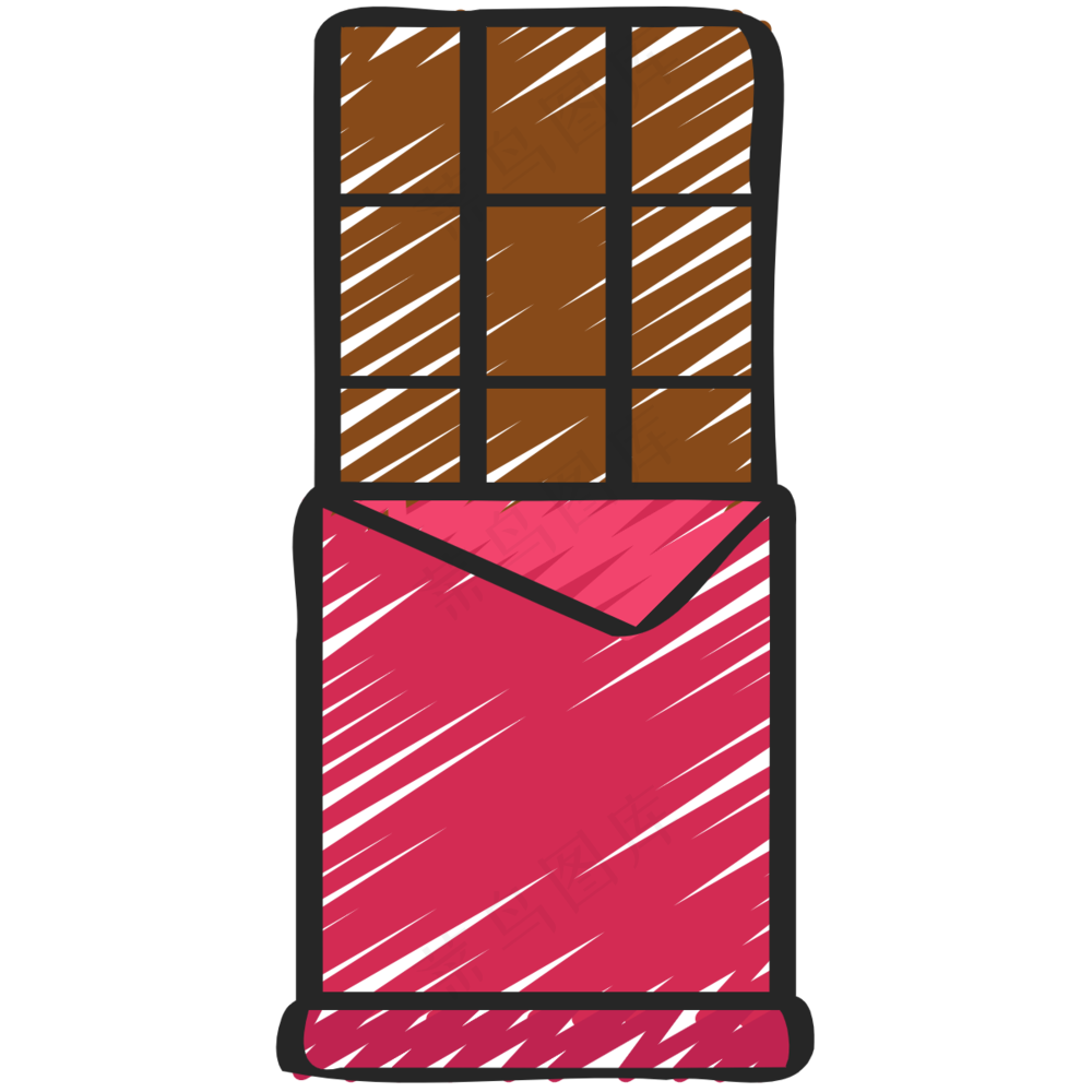 黑巧克力 dark chocolate 绿色健康食品 铅笔手绘图标