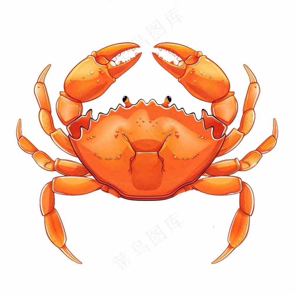 螃蟹海洋动物卡通插画免抠