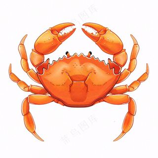 螃蟹海洋动物卡通插画免抠