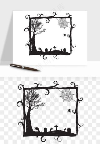 手绘万圣节边框png免抠