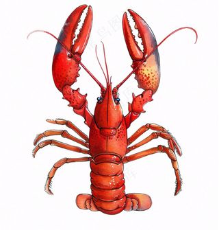 大龙虾海洋海鲜卡通插画免抠