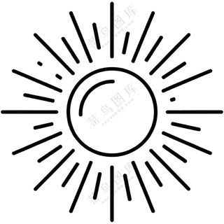太阳黑白简笔画春分免扣图