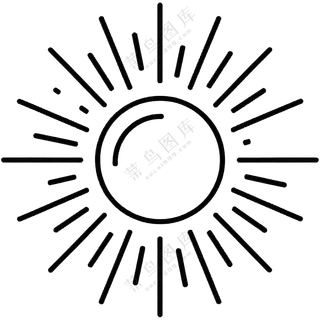 太阳黑白简笔画春分免扣图