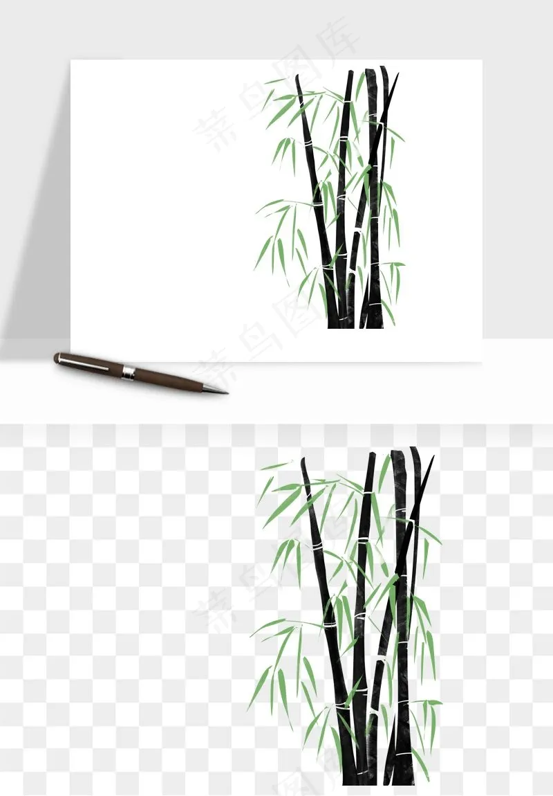手绘竹子竹叶png免抠