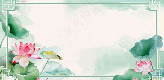 夏天荷花荷叶清凉小清新淡雅小暑大暑处暑插画背景