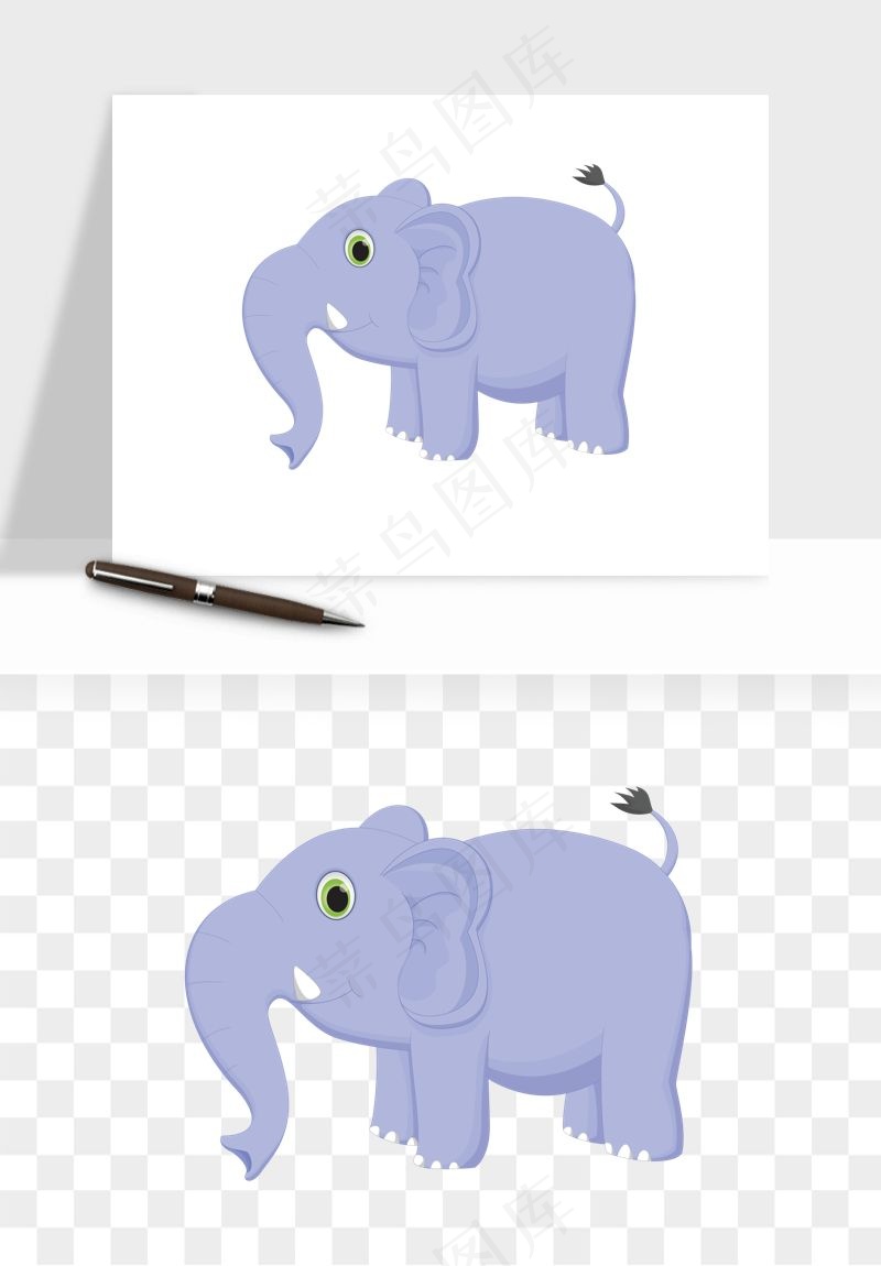 手绘大象小象png免抠