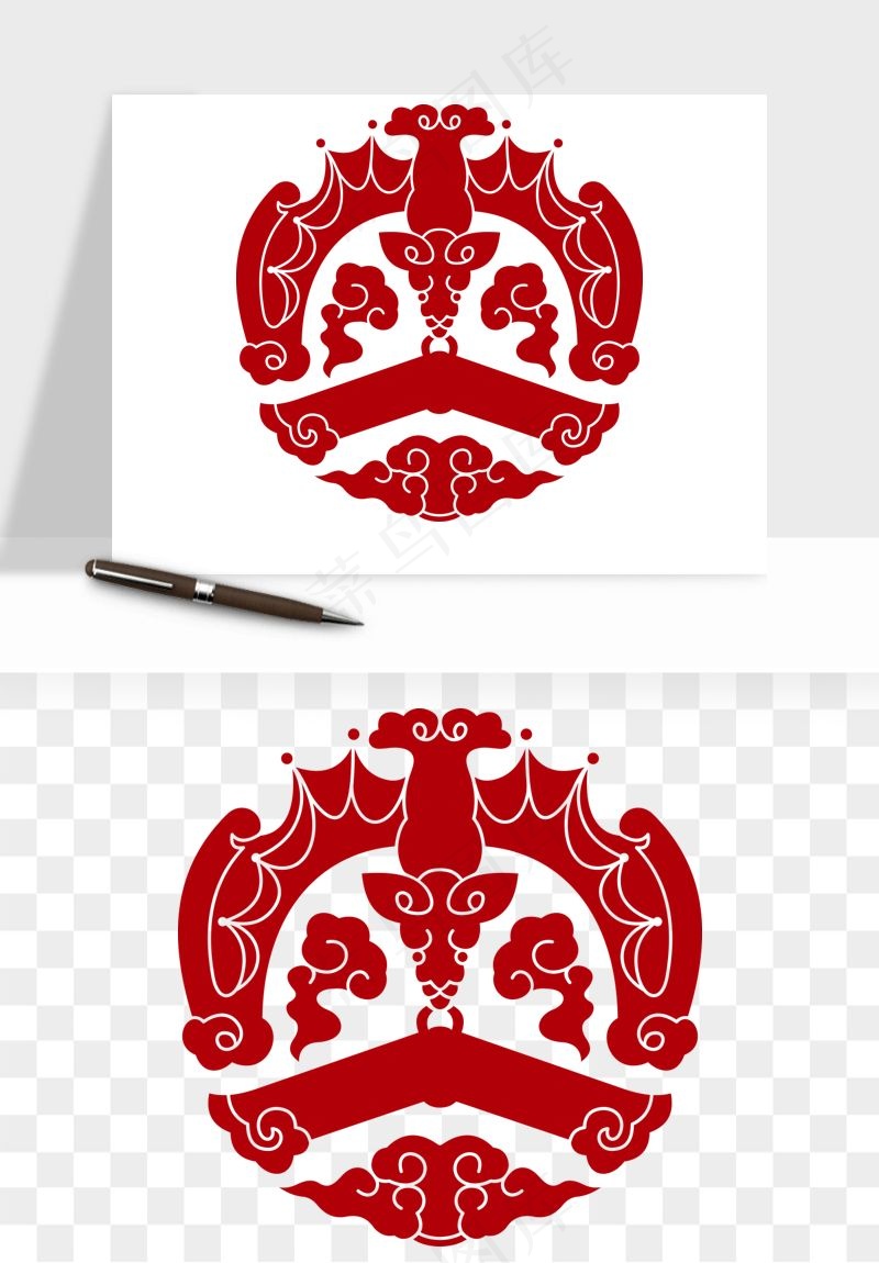 传统窗花剪纸图案png免抠