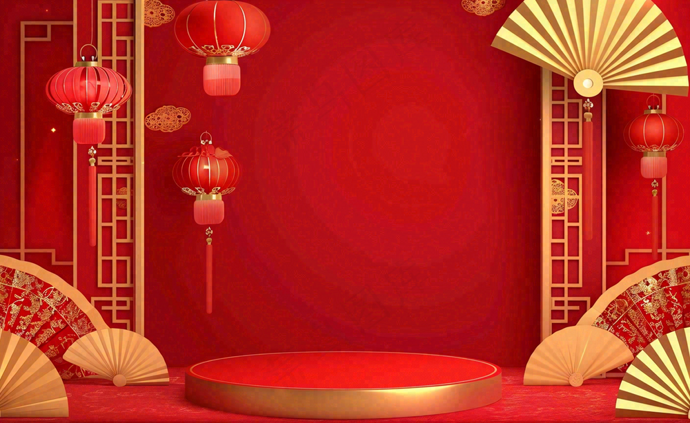 红色喜庆新年红灯笼庆祝节日元旦插画背景