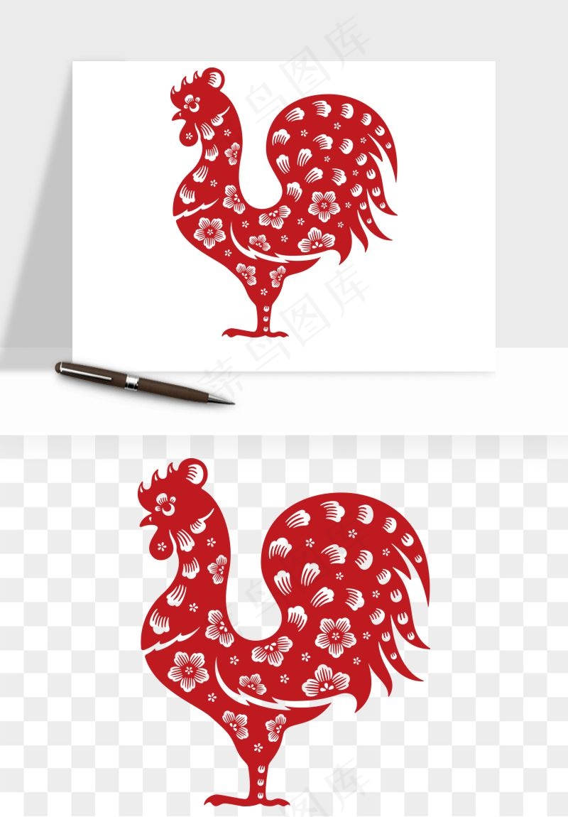 十二生肖剪纸中式纹样图案png免抠