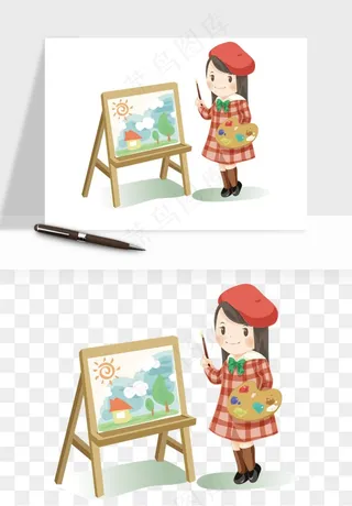 手绘画画少儿兴趣班png免抠