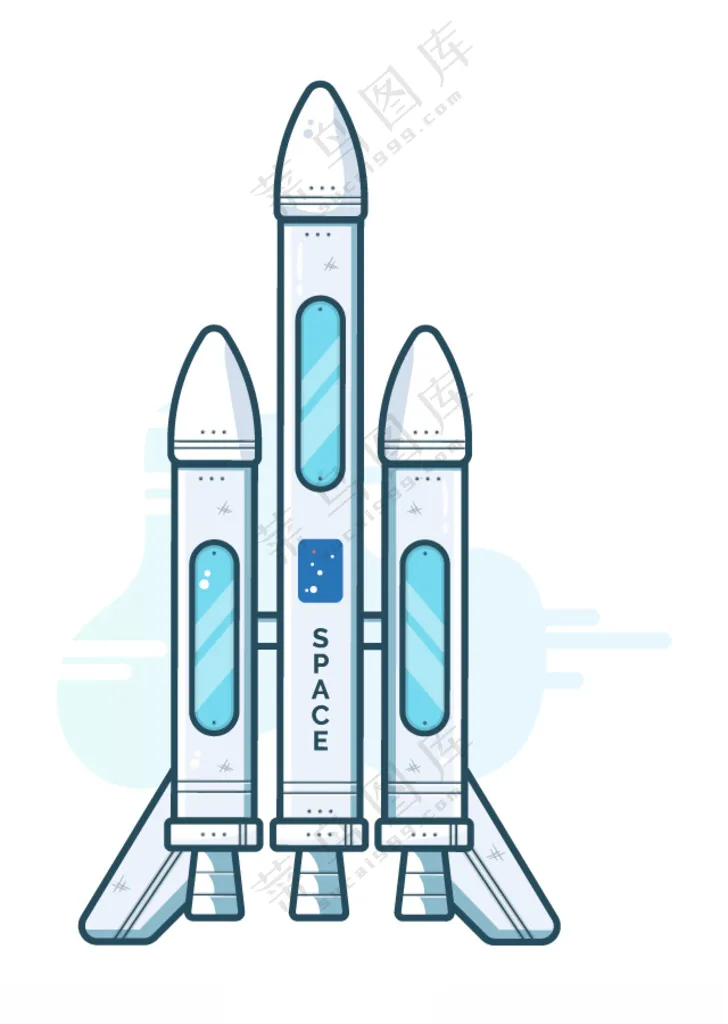 矢量卡通宇宙飞船现代科技AI
