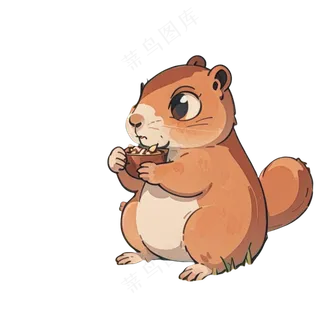 可爱土黄色卡通贪吃鼠鼠免抠图