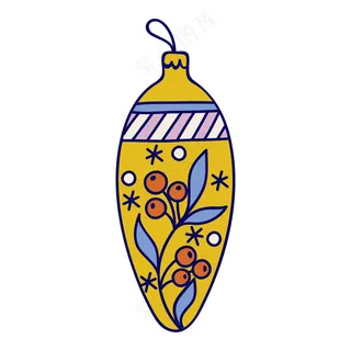 黄色花朵圣诞装饰球 民族风装饰小元素