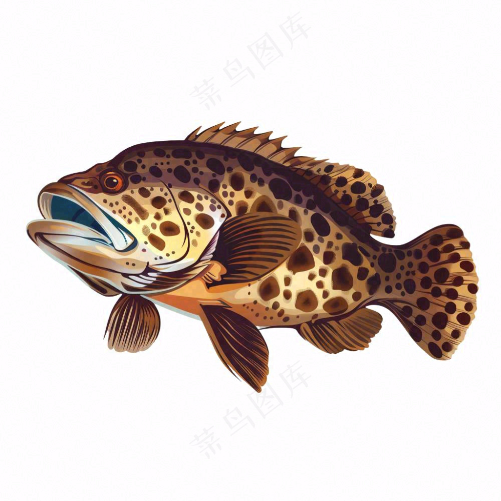 海洋鱼类海鲜卡通插画免抠