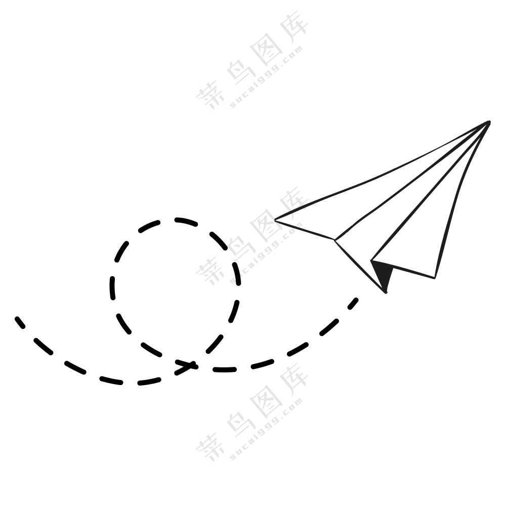 虚线线条装饰的纸飞机免抠图片素材