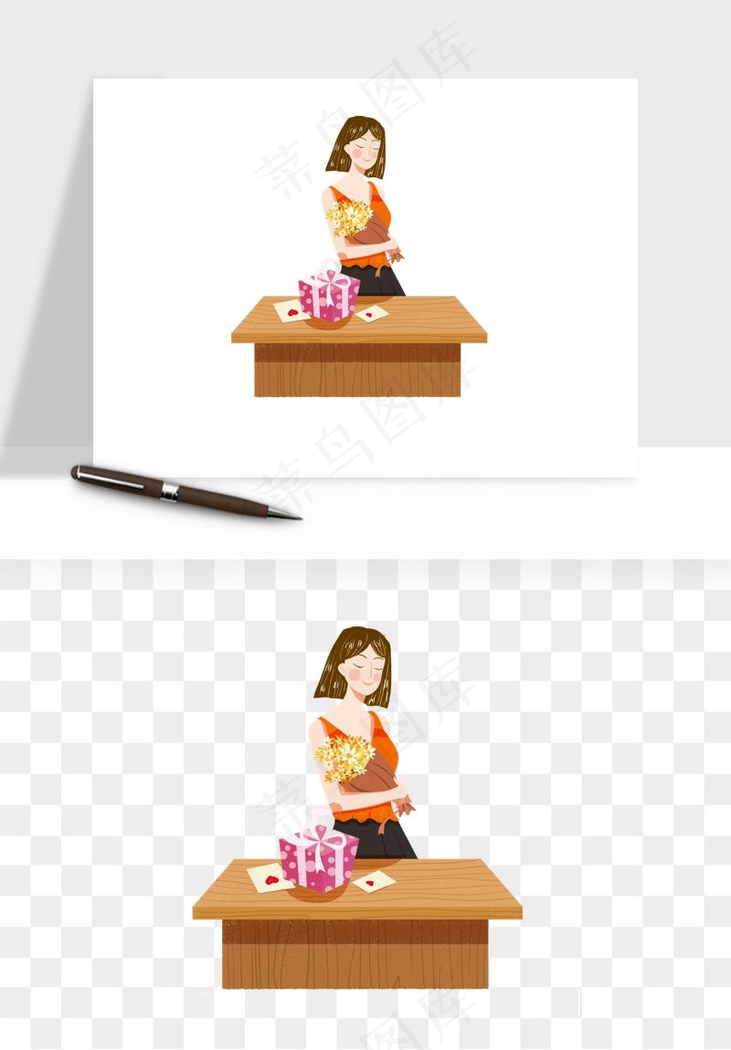 手绘教师节老师学生png免抠