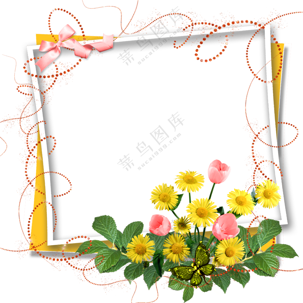 蝴蝶花朵装饰照片边框免抠图片素材