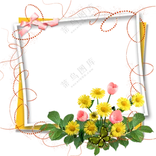 蝴蝶花朵装饰照片边框免抠图片素材