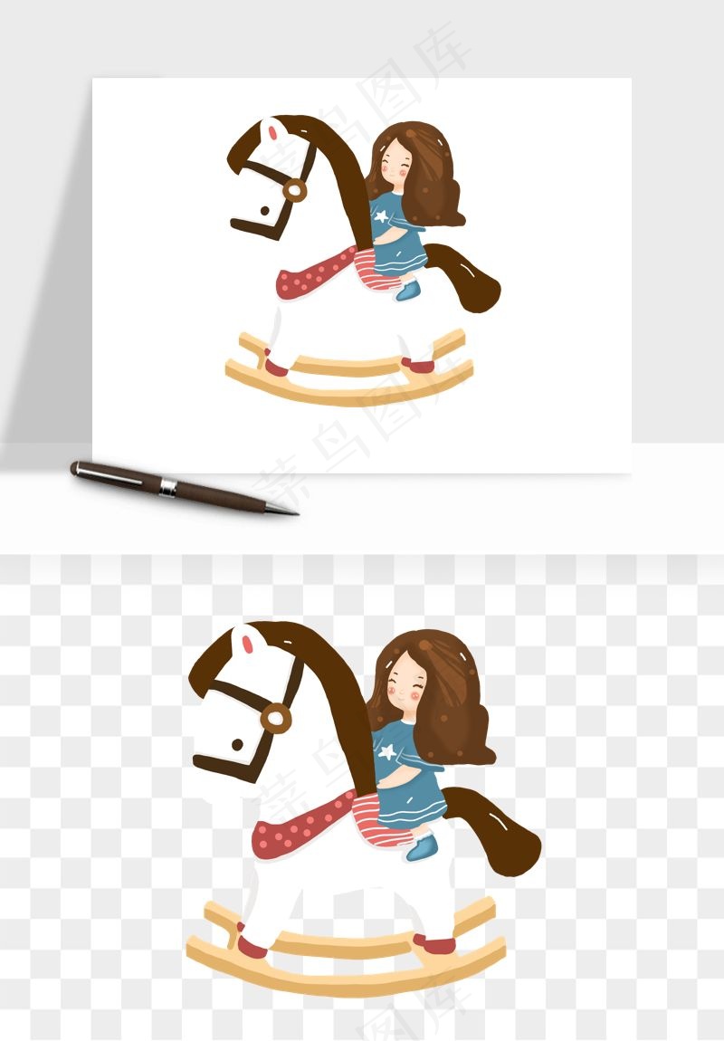 手绘儿童小孩玩耍png免抠
