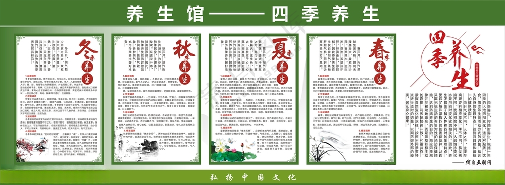 四季养生广告画四季养生展板四季养生广告海报