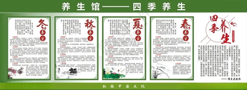 四季养生广告画四季养生展板四季养生广告海报