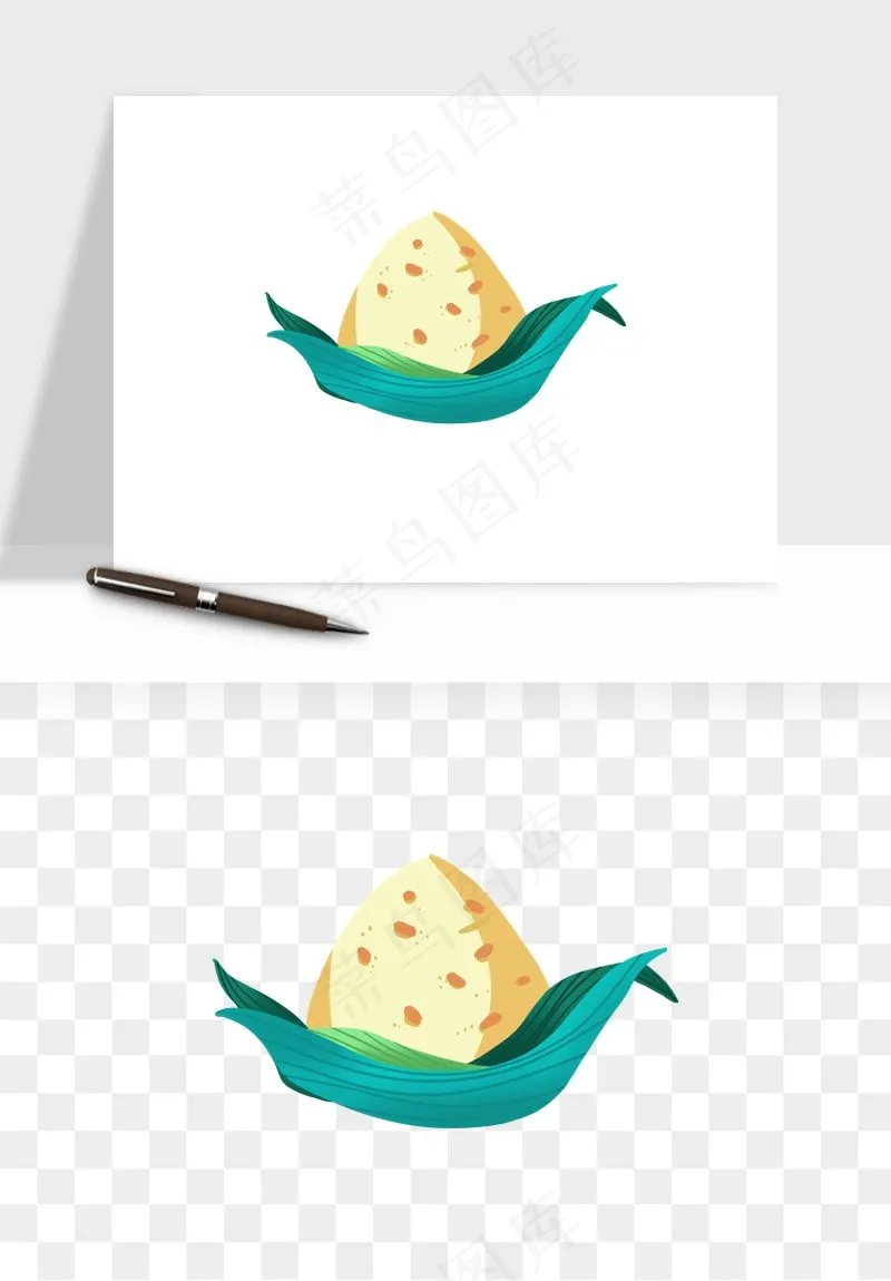 国潮粽子手绘肉粽png免抠