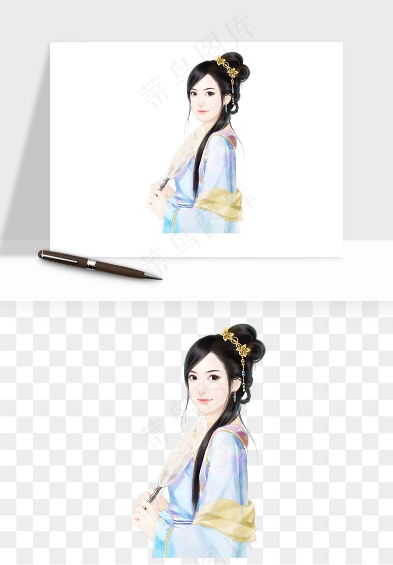 古风美人女子背影png免抠