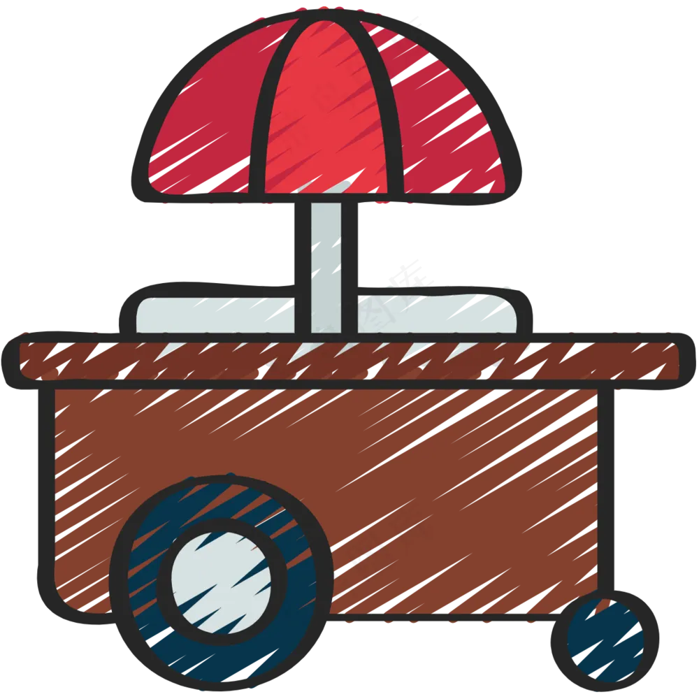 小餐车 铅笔手绘图标icon