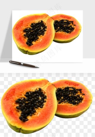 木瓜水果png免抠