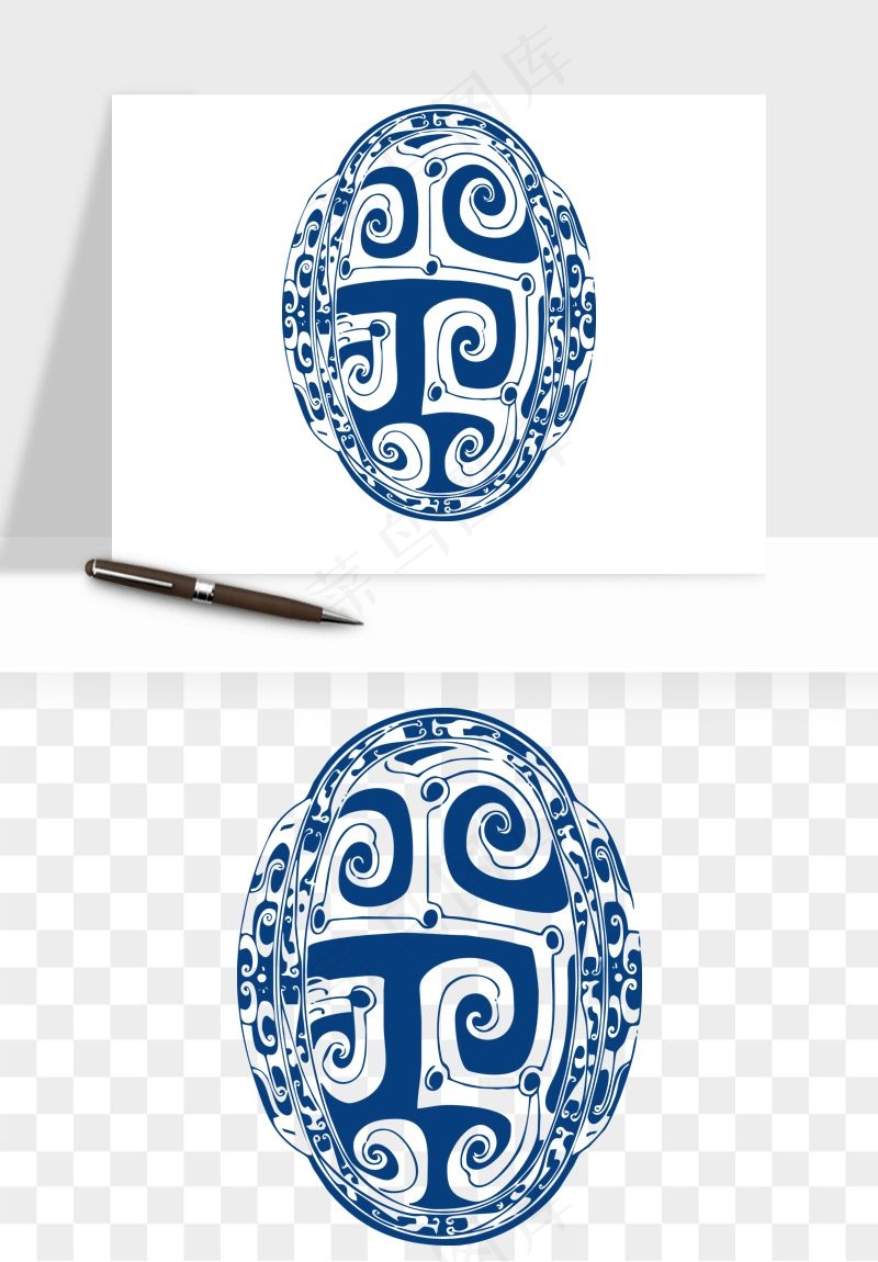 青花瓷花纹花卉图案png免抠