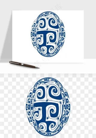 青花瓷花纹花卉图案png免抠