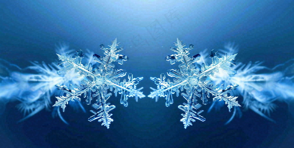 冬季雪花水晶蓝色寒冷小寒大寒大雪摄影图